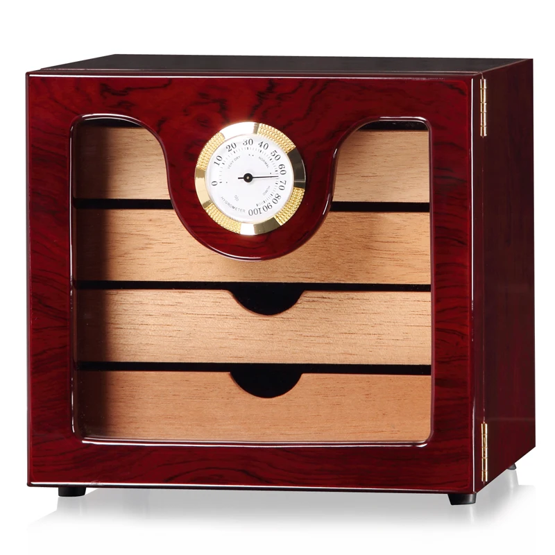 LUXFO 4 Layers Cigar Humidor Box cedar Wood Lined Hygrometer Humidifier Smoking Cigar Accessories Gifts