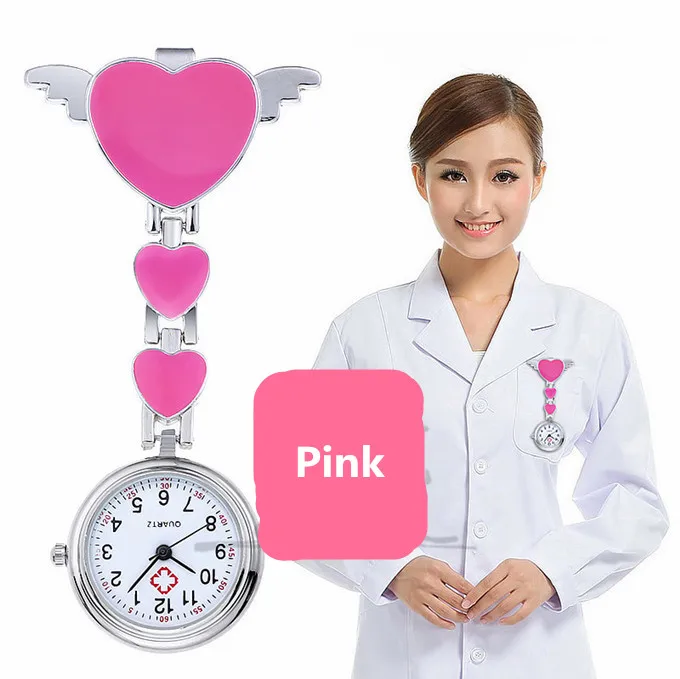 Nurses Watches Doctor portable Watch Cute Love Heart Quartz Clip on Fob