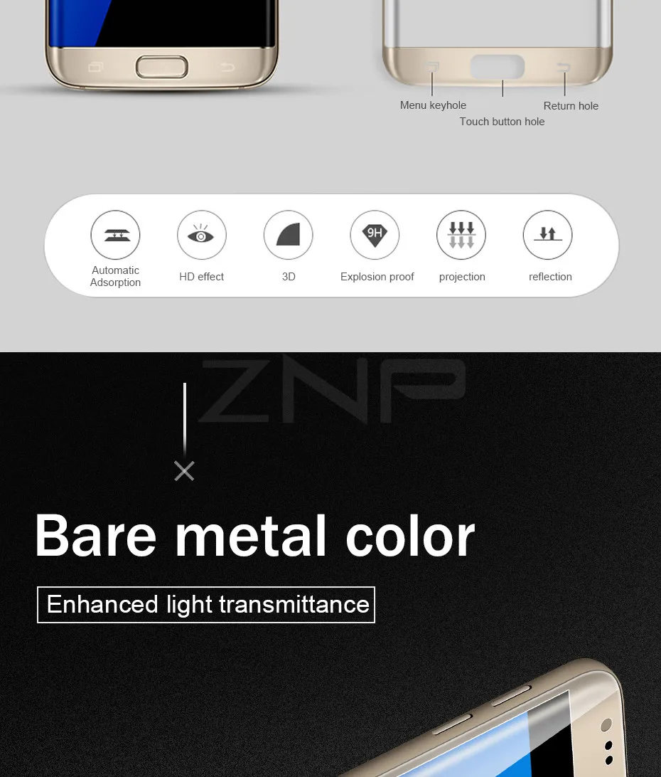ZNP 3D закругленные края полное покрытие протектор экрана для samsung Galaxy S6 S7 Edge закаленное стекло на samsung S7 S6 стеклянная пленка