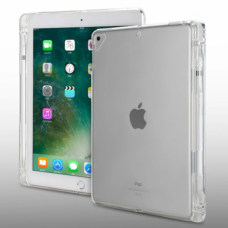 Чехол для iPad 9 7 2018 мягкий прозрачный кремний чехол из ТПУ с отделением карандашей