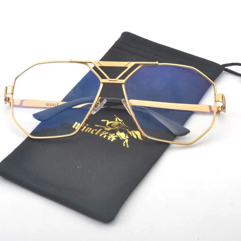 Mincl/ Мужские квадратные солнцезащитные очки для женщин Черная золотая металлическая оправа солнцезащитные очки для мужчин коричневые uv400 с коробкой FML