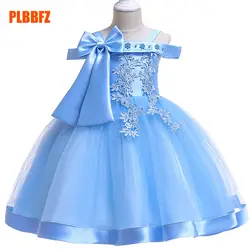 Бальное платье с большим бантом для девочек, одежда для свадьбы, платье принцессы для первого причастия, Детский костюм с бисером, vestido