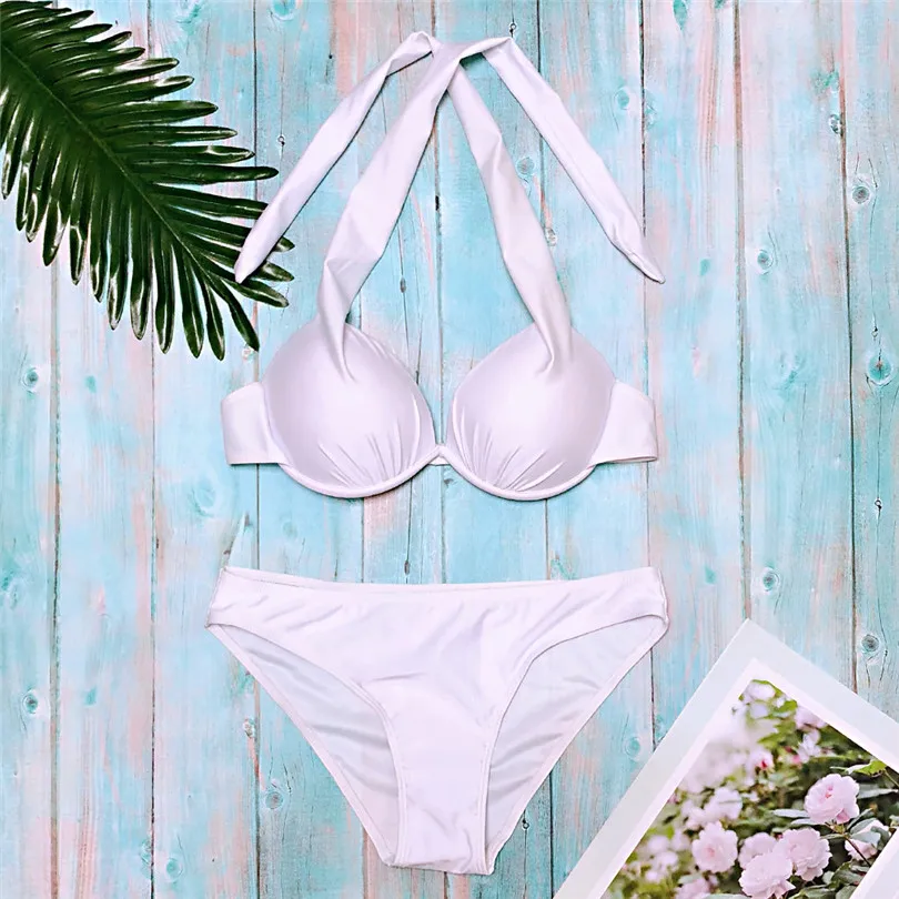 Solid Bathing Suit 2 Pieces Sexy Lingerie Set Bandage Women Lingerie Padded Beachwear Low Waist Lingerie Bohemian 40JY1608