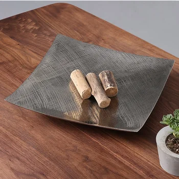 

30x30cm(12") Square Chrome Aluminum Serving Plate / 6cm(2") High / Hand Made Crafts Brush Metal Plates 1.2kg