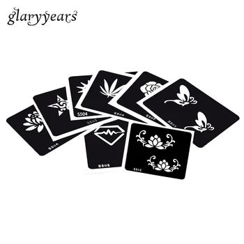 

8 Pieces Small Henna Tattoo Stencil Paint Lotus Flower Sun Design Paste Drawing Lady Body Art Tattoo Stencil Accessories S500#01