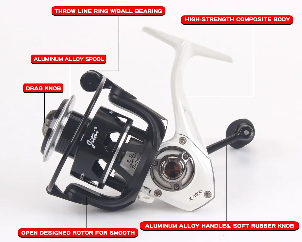 Molinete de Pesca de Água Lidar com Eva 9 + 1 Jitai Salgada Esquerda Direita Rolamentos Esferas Aço Inoxidável Carretel Metal Cnc Botão 3000 Mão 3 Jitai molinetes de pesca 3000 esquerda mão