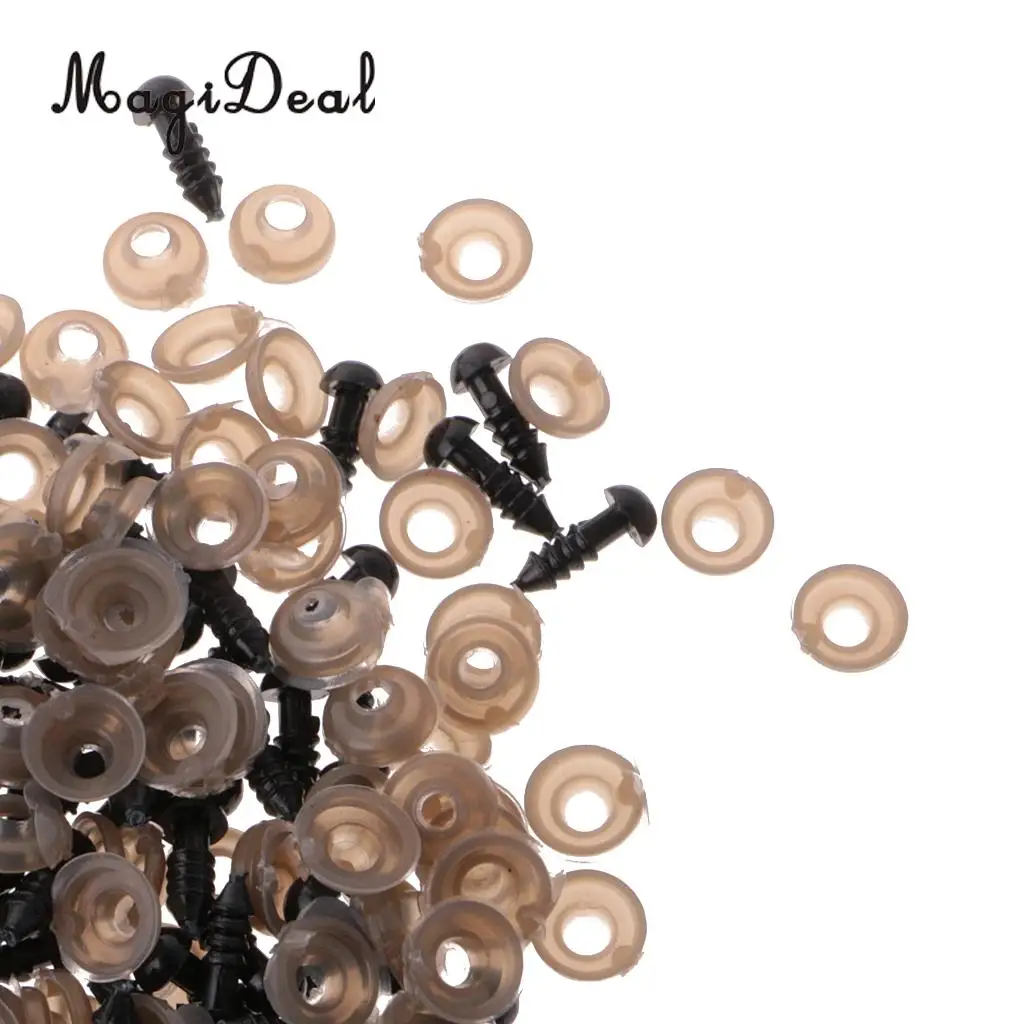 MagiDeal 200 Pieces 6mm 8mm Black Safety Eyes for DIY Teddy Bear Soft Toys Animal Mask Doll