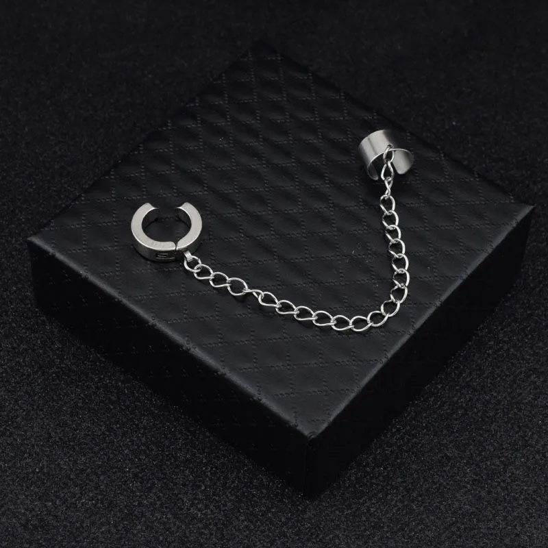 1pcs Earrings with Double Chain Ear Clip Without Ear Hole Personality Fashion Jewelry Ear Nails Ear Bone Earrings for Men Women 6