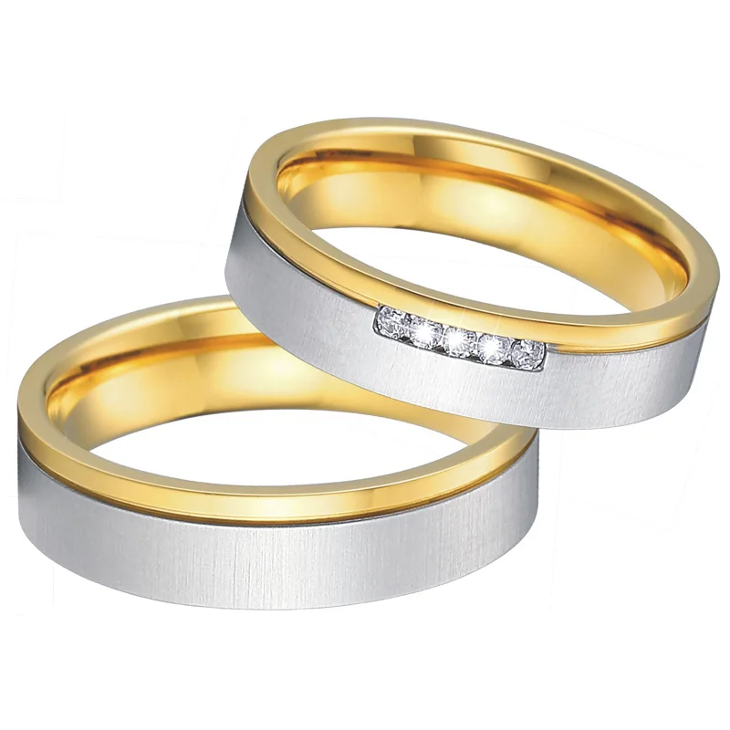 

Mens Wedding Band Promise Ring Silver Gold color Tittanium Stainless steel jewelry Anniversary Couple Rings for women