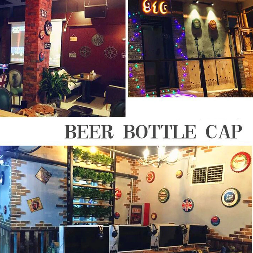 Tapa de botella de cerveza Whisky Vintage placa Metal estaño carteles Café Bar cartel pared Decoración Retro Nostalgia platos redondos cartel 35 CM