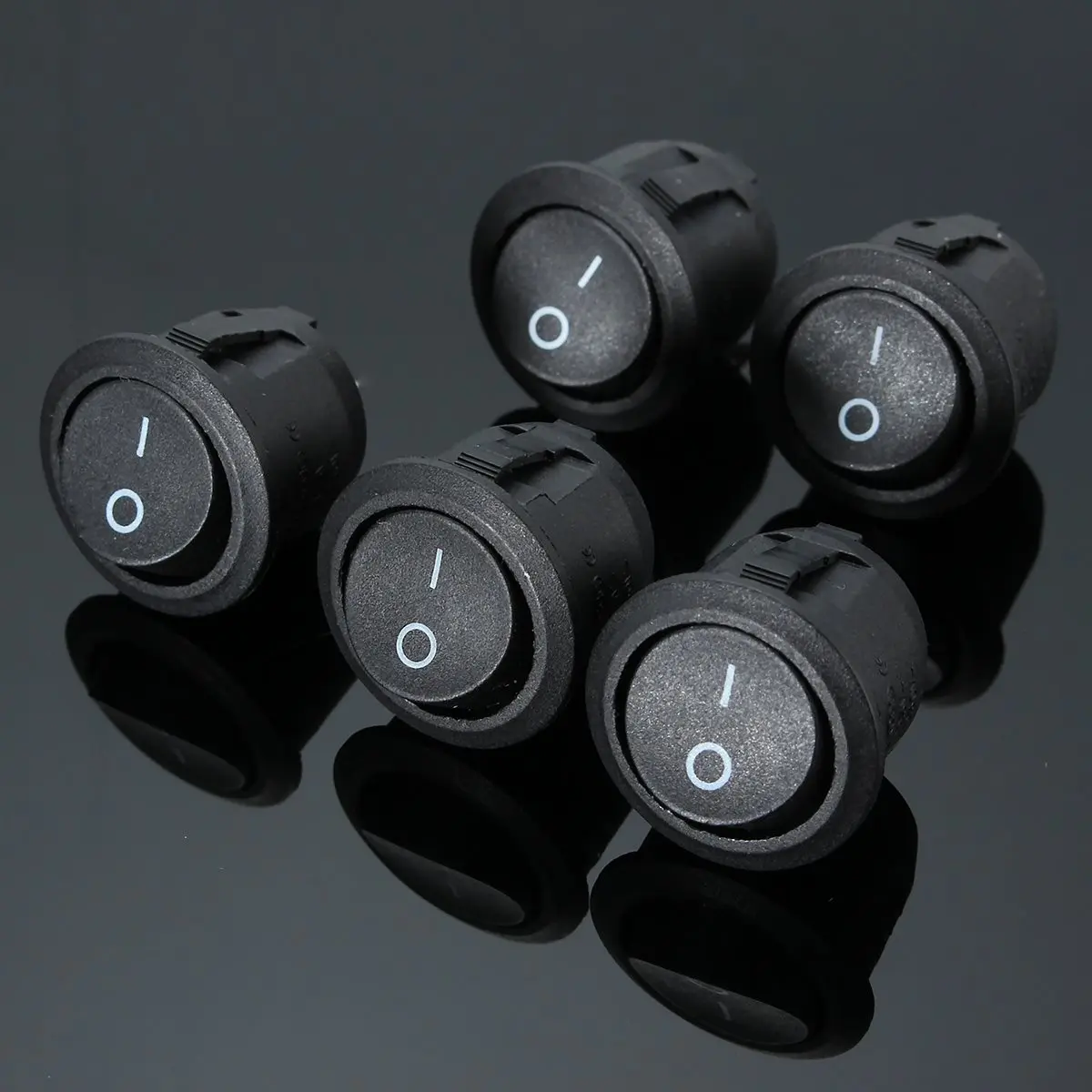 5PCS ON-OFF SPST Small Round Boat Rocker Switch Waterproof Coat 2-PIN Black Mini 5PCS ON-OFF SPST Small Round Boat Rocker Switch Waterproof Coat 2-PIN Black Mini