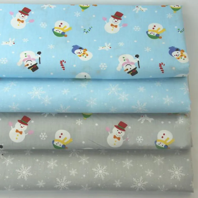 

Graceful Blue Pink Christmas Colorful Snowman & Snowflake Printed 100% Cotton Fabric For DIY Sewing Quilting Baby Bedding Tilda