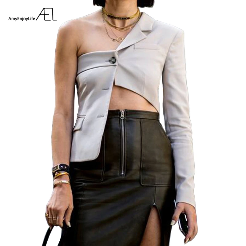 

AEL Woman Off Shoulder Jacket Top Fashion Irregularity Blazer Female Sexy 2019 New Streetwear Summer Spring Ladies Clothing