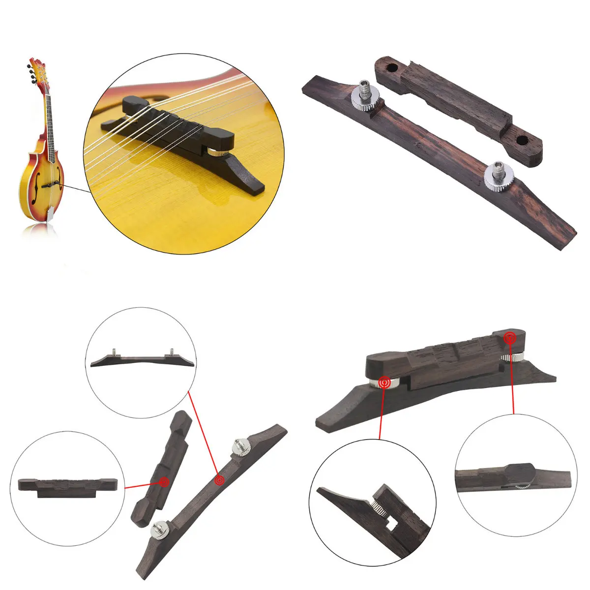 

1pc guitar bridge Durable Rosewood Guitar Bridge Mandolin Bridge For Guitar Bass Adjustable