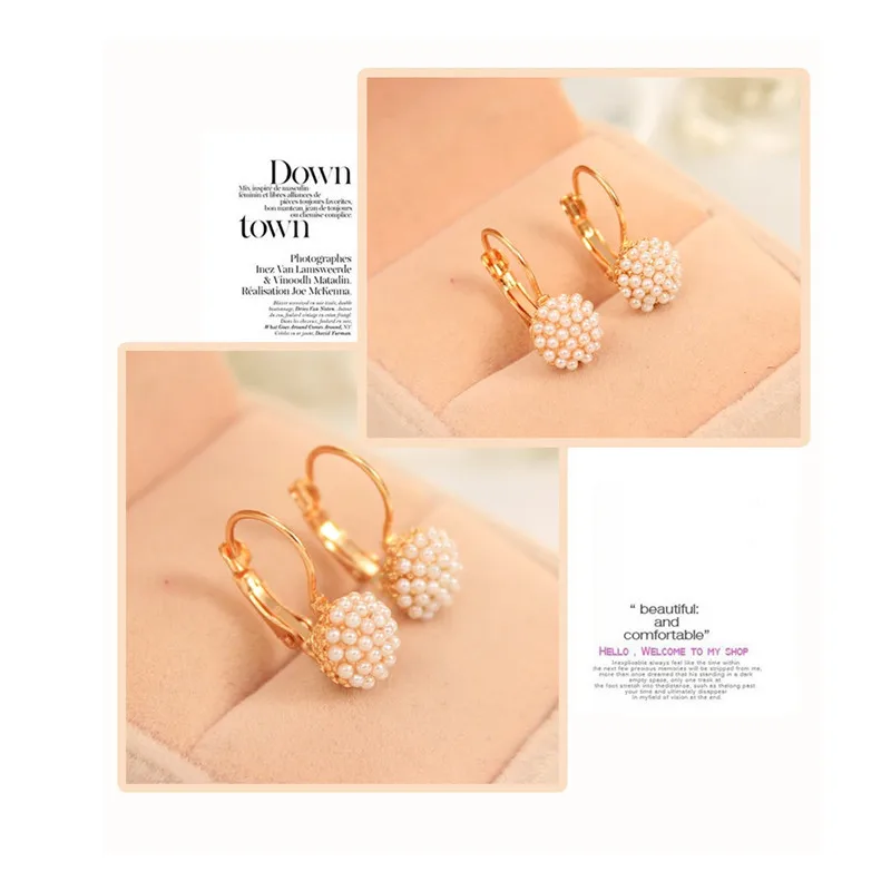 

2017 New Fashion Stainless Steel Ball Paragraph Hot Selling Earrings Double Side Shining Pearl Hoop Big For Women E312