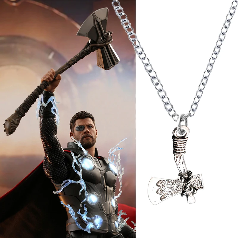

2018 Infinity Necklace War Thor Stormbreaker Axe Cosplay Avengers 3 Thor New Handmade Axe Necklace Halloween Party Props