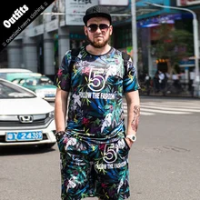 Плюс Размеры 6xl Мужская футболка набор печатных Для мужчин; летние шорты футболка с длинным рукавом по Размеры D Для мужчин комплект спортивной одежды спортивный костюм