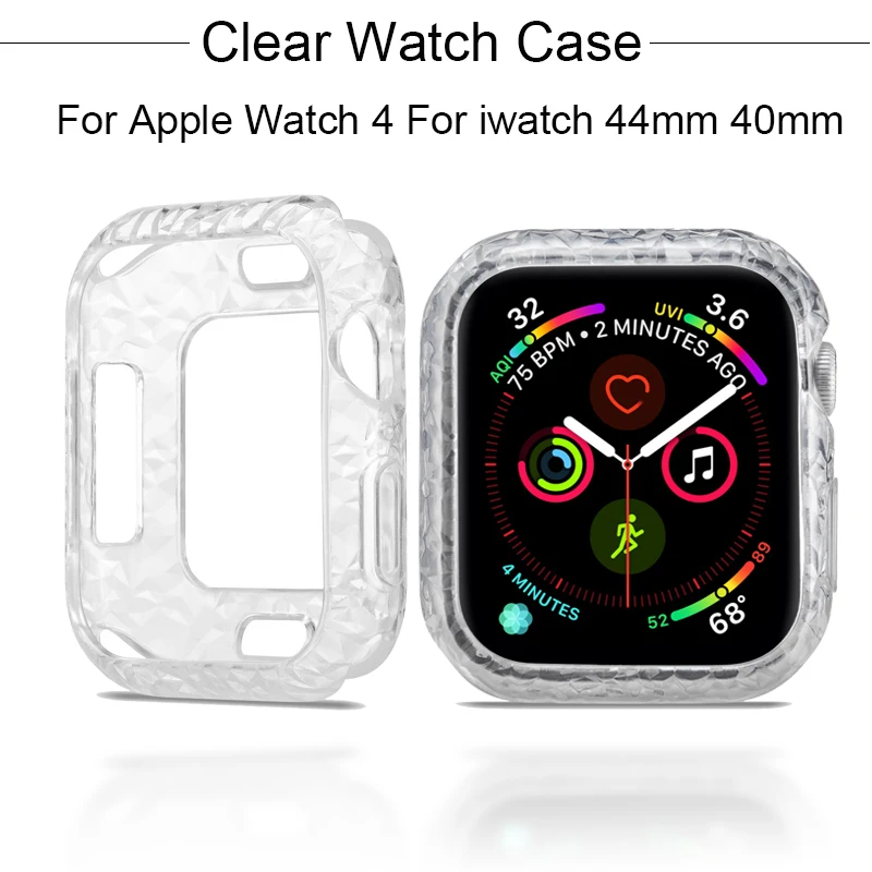 

Soft Clear Diamond pattern Watch Case For Apple Watch 4 TPU Bumper Protective Shell For iwatch 44mm 40mm Slim Watch Cover Case
