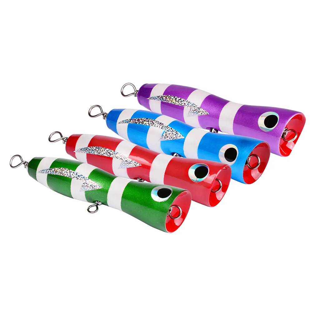 

1PC Game Boat Fishing Popper Surface Fishing Lure Saltwater Ocean Fishing Wood Popper 62g 175mm