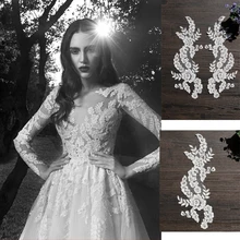 

5 pairs ivory cotton floral lace applique pair for wedding dress bodice , headpiece bridal lace flower , wholesale lace flower