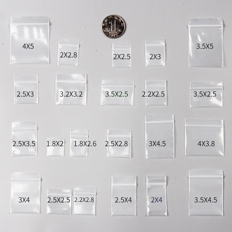 Thick Transparent Zip Lock Plastic Bags, Small Plastic Zipper Bag, Multiple Size Ziplock Pill Packaging Pouch, 100Pcs 3