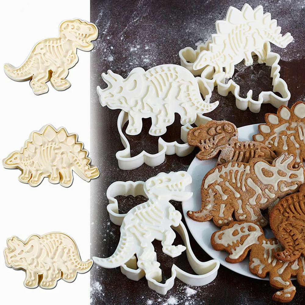 Кухня динозавр торт инструмент 3 шт./компл. динозавра Форма печенья блюдо пресс-форм 3D пресс-формы для выпечки Fondant(сахарная) инструмент для приготовления тортов