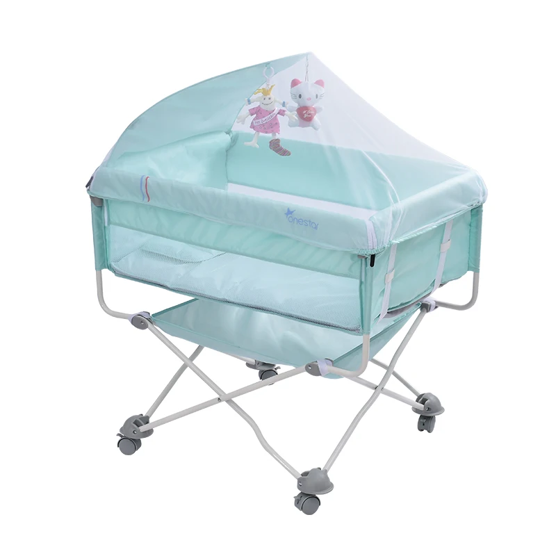 Портативная кровать для новорожденных, многофункциональная, складная, для путешествий, маленькая, Bb с москитной сеткой - Цвет: light greenA