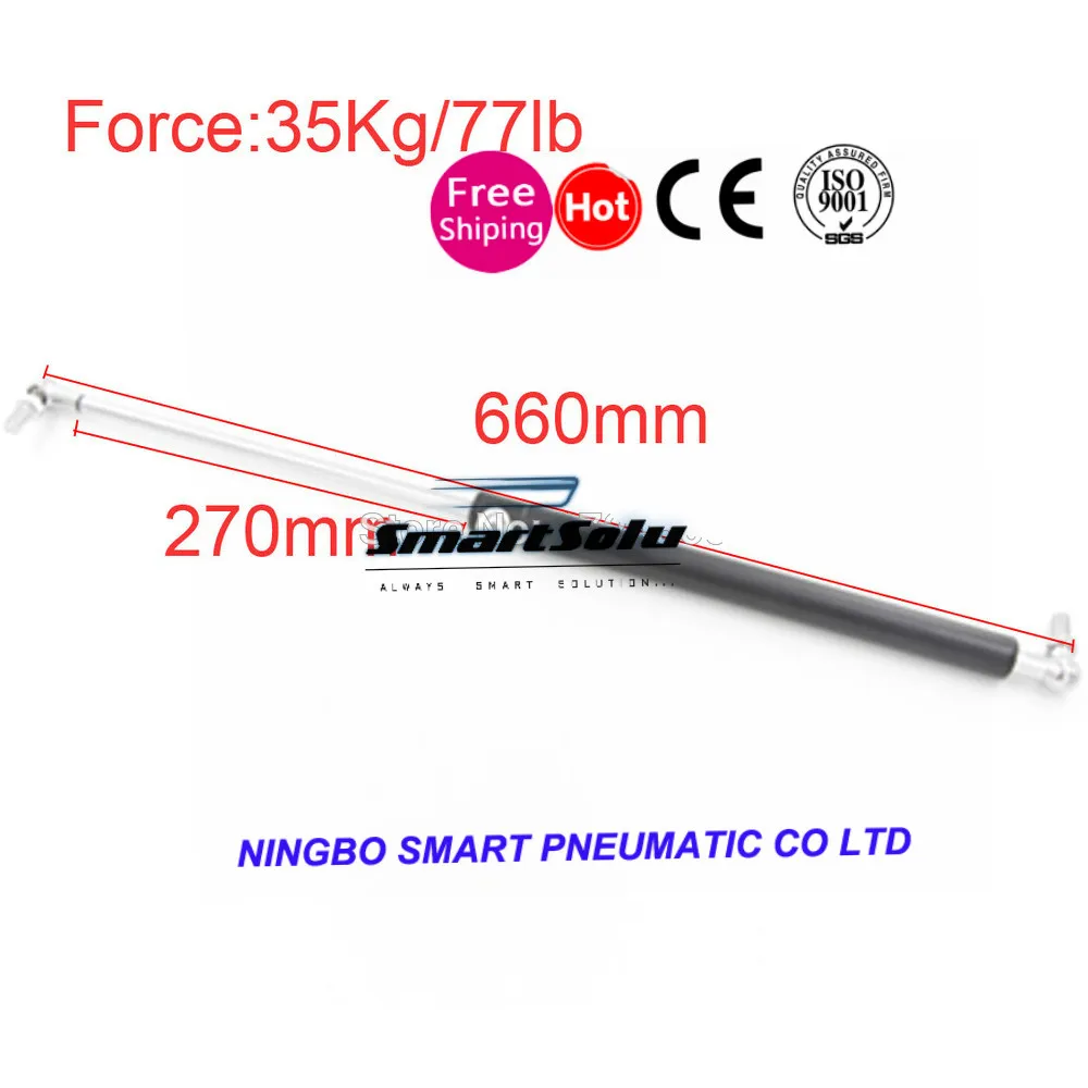 

free shipping 35KG 77lb 660mm Force 27cm Long Stroke Auto Gas Spring Hood Lift Support 660mm Central Distance M8 Gas Springs