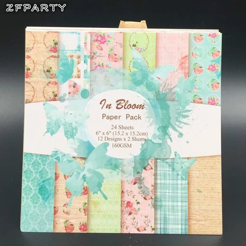 

ZFPARTY 24pcs 6" Single-side Printed Birds pattern creative papercraft art paper handmade scrapbooking kit set books