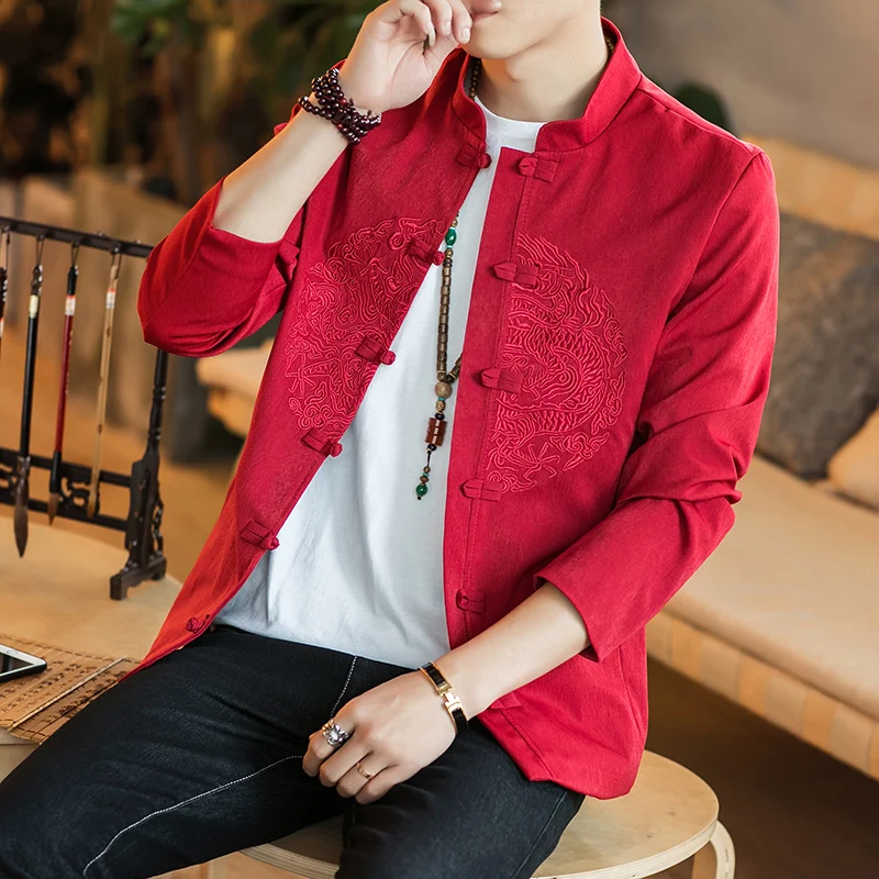 tang Топ винтажная мужская одежда китайский стиль cheongsam Топ традиционная китайская одежда для мужчин hanfu китайская мужская одежда - Цвет: color4