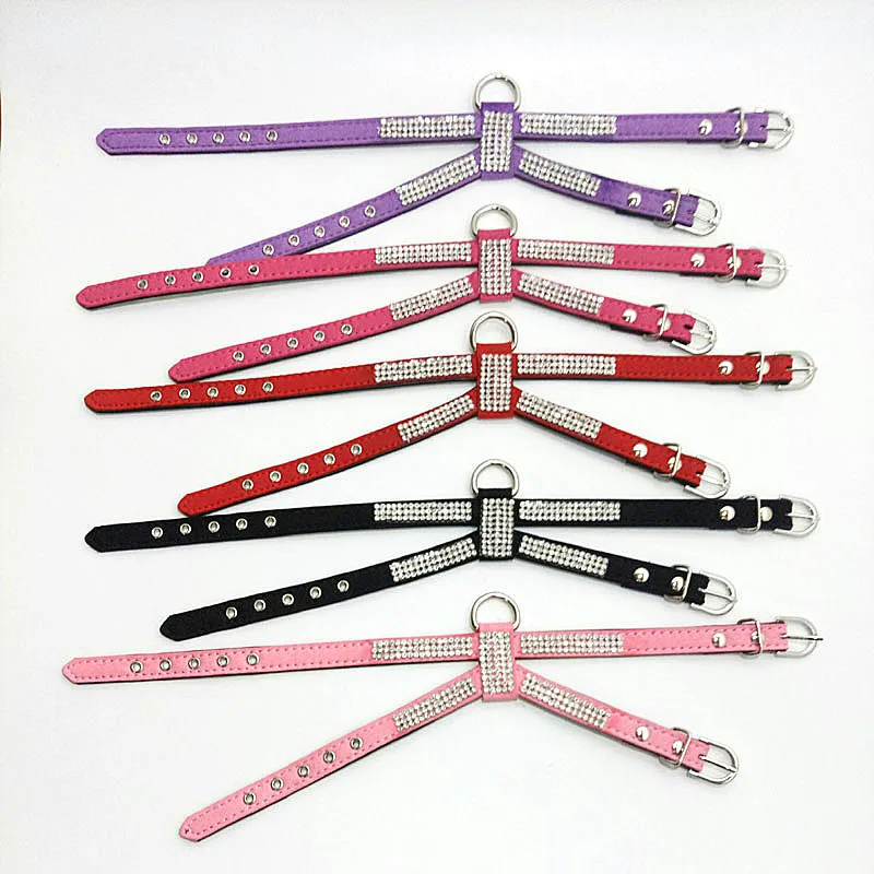 SYDZSW Leather Puppy Dog Harness Luxury Diamond Pet Necklace Small Dog Collar Chihuahua Yorkshire Products Accessories for Cats1