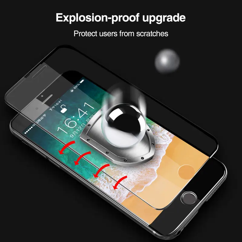 9D Full Cover Edge Tempered Glass On For iPhone 8 Plus 7 XR Protector Screen Glass For iPhone XS MAX 6 6s 7 Plus Protective Film (1)