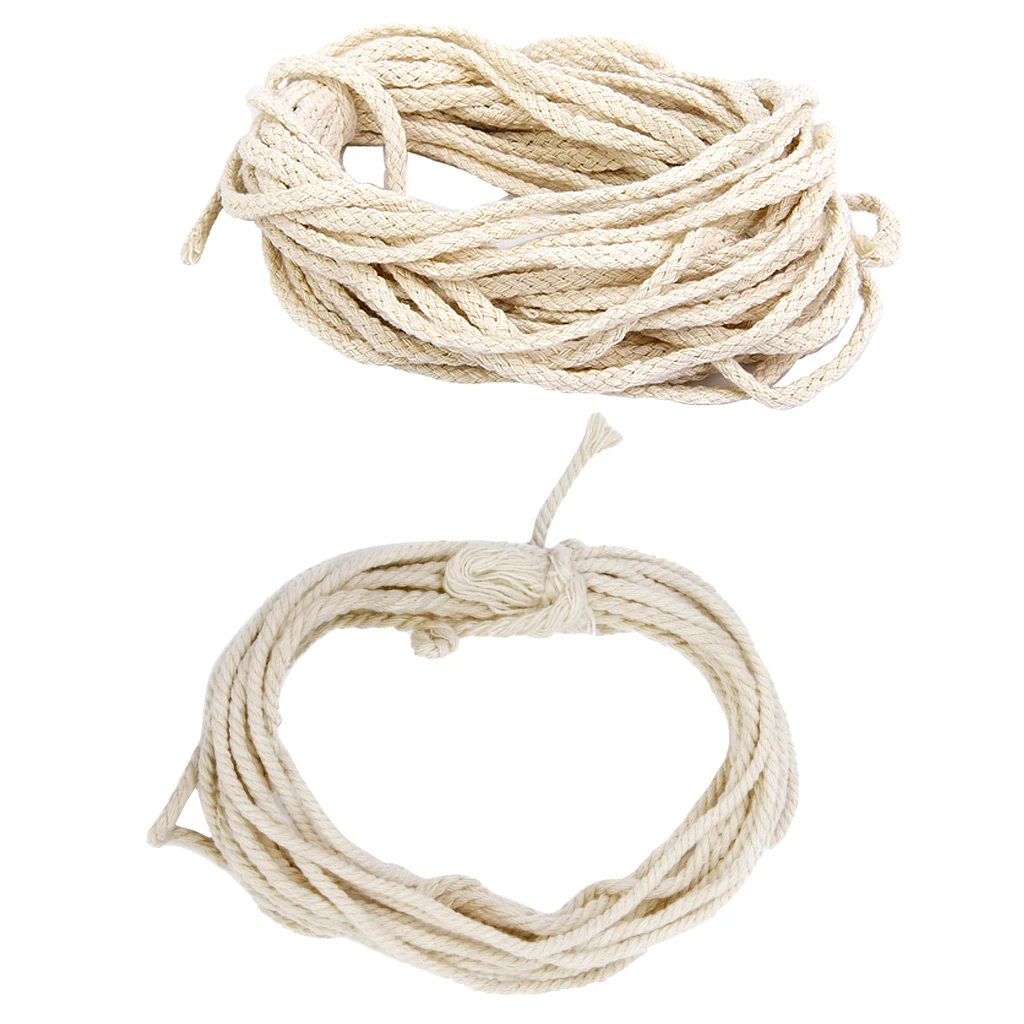 2PCS Cotton Rope Natural Braided Twisted Cord Twine Craft 3mm 5mm Diameter