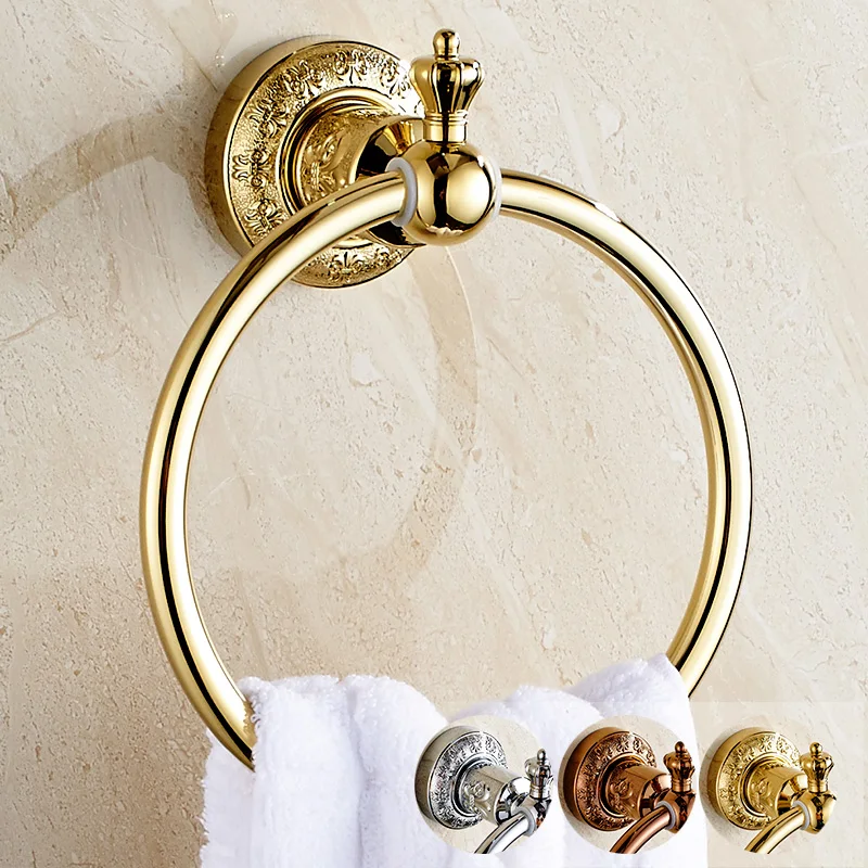 Continental Retro Crown Gold Towel Ring Stainless Steel Rack Gold