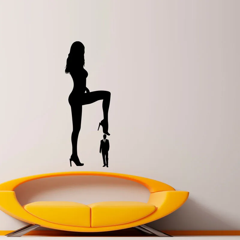 

A Man Under The Sexy Girl'S High Heel Wall Sticker Home Decals Decor Vinyl Waterproof Art Wall Decals Beautiful Woman