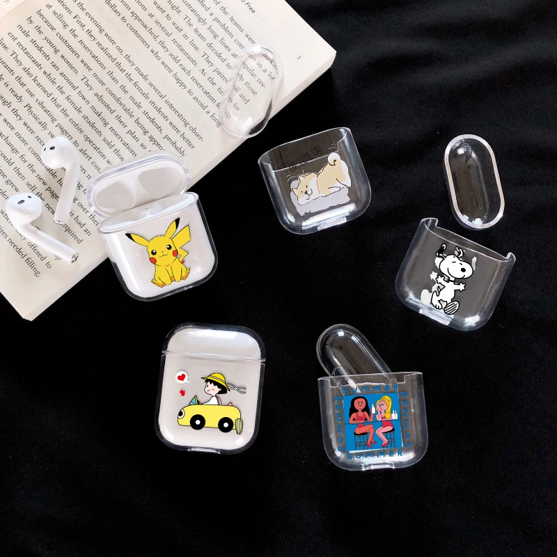 Жесткий Чехол для наушников Apple Airpods 1/2 с милым мультяшным рисунком Bluetooth