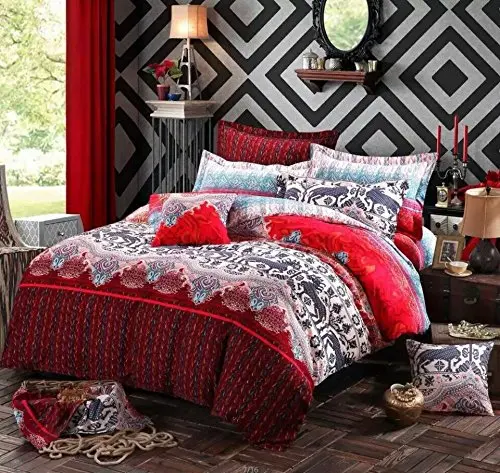 

Luxurious Bohemian Duvet Cover Set Colorful Boho Bedding Set Fitted Sheet Style Flat Sheet Style