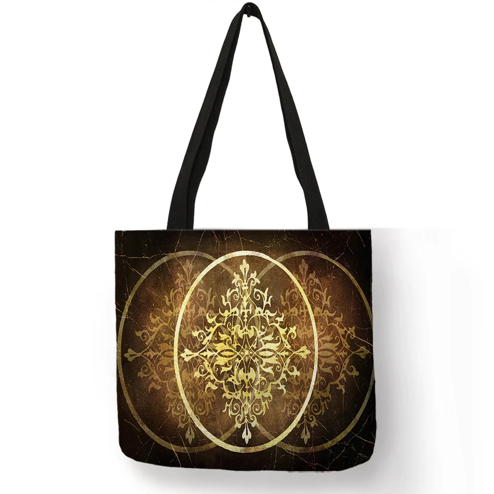 

Premium Women Men Casual Office Shoulder Bag Dark Color Floral Pattern Handbag Practical Decor Storage Cloth Tote Bag Sac A Main