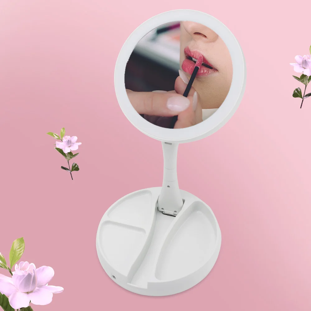 

Folding LED Makeup Mirror Double Sided 1X 10X Magnifying Make Up Mirror Vanity Cosmetic Mirror Bathroom Mirror with LED Light