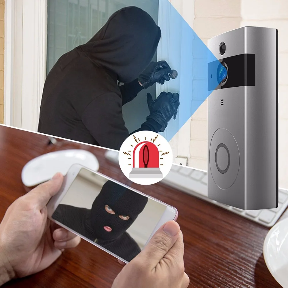 Kruiqi Video Doorbell Camera Wireless 720P Intercom Doorbell with IR Night Vision Move Detection Two-Way Audio Camera Doorbell