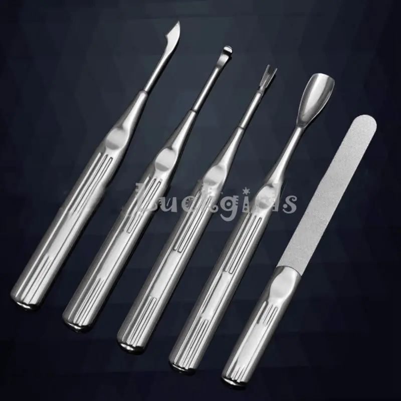

5 x Cuticle Nail Pusher Spoon Remover Stainless Steel Manicure Pedicure Tools