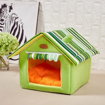 

Removable Cat House Small Medium Dogs Bed Fashion Pet Cover Mat Winter Warm Soft Kennels Animal Cushion Basket Products Supplies