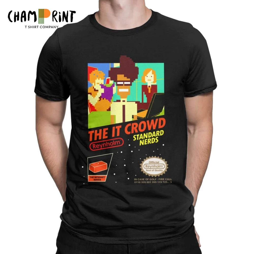 

The It Crowd Nes 8 Bit Game T-Shirts Nerds Funny Geek Computer Tech TV Show Men T Shirts Vintage Tee Shirt Gift Idea Clothes