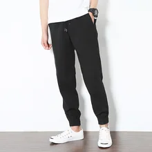 Хит, Осенние, для подростков, для колледжа, хлопковые, одноцветные, для активного отдыха, тонкие, мягкие, повседневные, удобные, для мужчин, средняя талия, одноцветные, шаровары