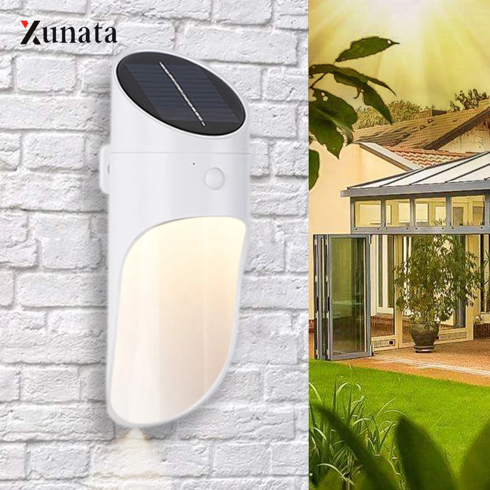 XUNATA Lámpara LED de pared con Sensor Solar, luz de inducción dinámica