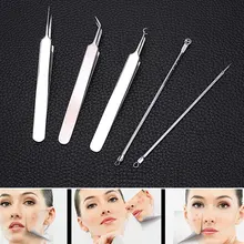 5 шт./компл. Нержавеющая сталь Черноголовых Пятна Акне Прыщ Extractor Remover Набор инструментов ухода за кожей лица Пинцет иглы Набор инструментов