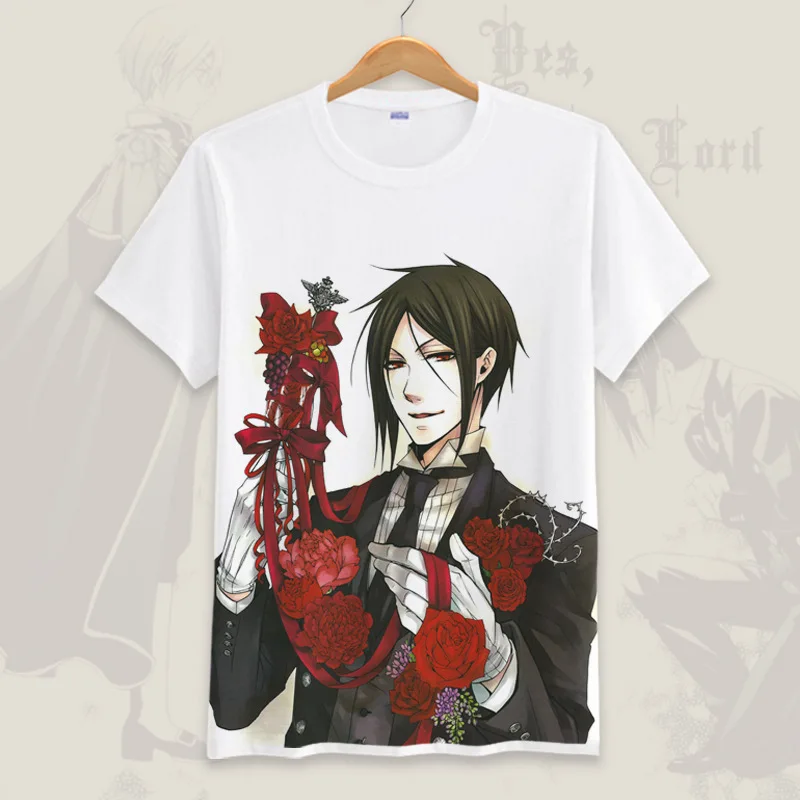 

New Arrival Funny Black Butler T Shirt Summer Sebastian Cosplay Short Sleeve Tee Tops Men/Women Anime T-Shirts Homme