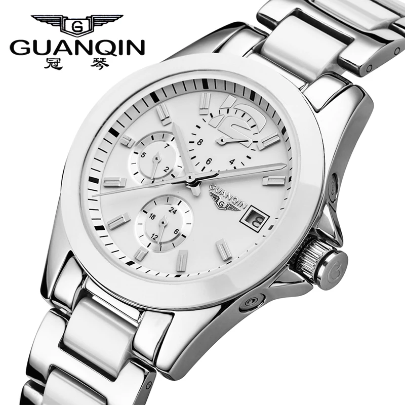 

Luxury Brand GUANQIN Watch Woman Big Dial Mechanical Watch Ceramic Women Watch Clock Waterproof Girls Wristwatches Montre Femme