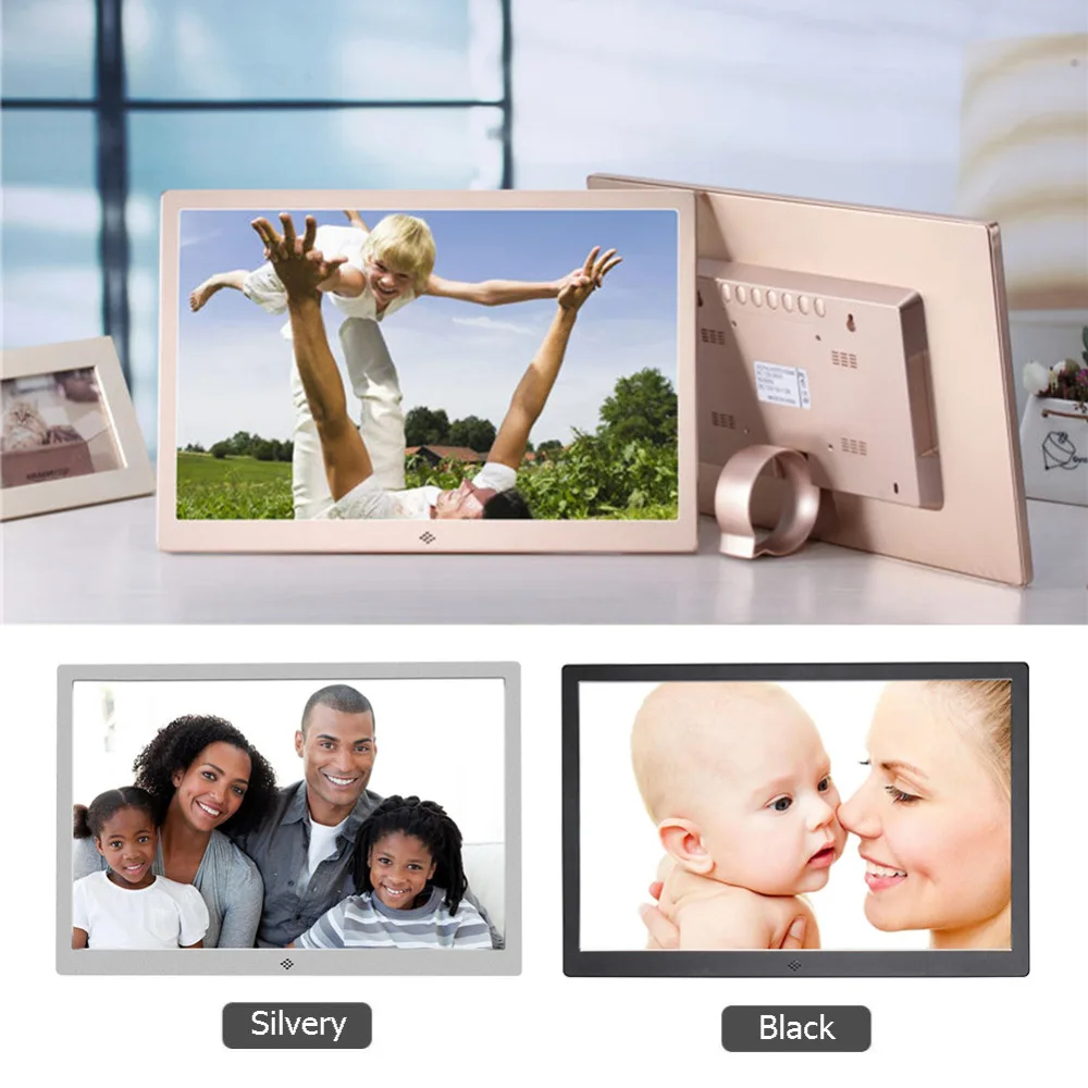 

ALLOYSEED 15.4 Inch Metal LCD Digital Photo Frame HD 1280X800 Electronic Album Picture Music Video Player Calendar Clock