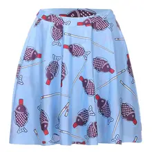 Sky Blue Slim Women Sexy Pleated Skirts Tennis Bowling Bust Shorts Skirts Little Fish Elastic Fitness Sports Apparel A Style